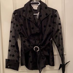 NWOT Black polka dotted blouse
